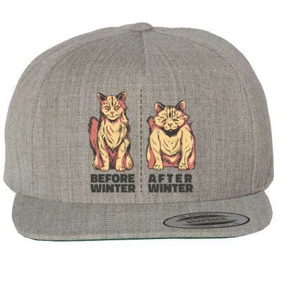 Before Winter Funny Cat Wool Snapback Cap