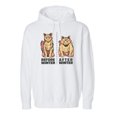 Before Winter Funny Cat Garment-Dyed Fleece Hoodie