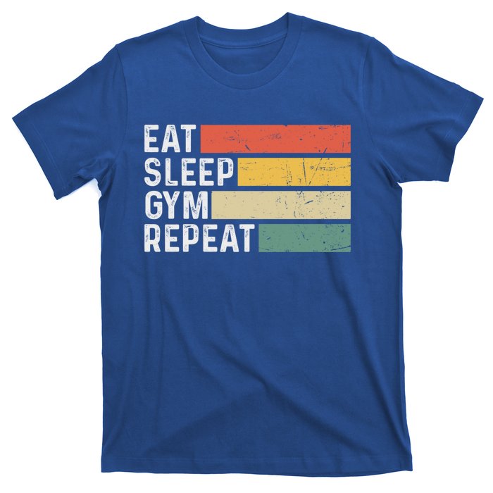 Bodybuilder Workout Funny Vintage Eat Sleep Gym Repeat Gift T-Shirt