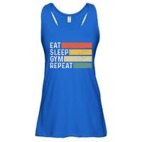 Bodybuilder Workout Funny Vintage Eat Sleep Gym Repeat Gift Ladies Essential Flowy Tank