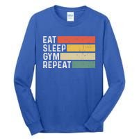 Bodybuilder Workout Funny Vintage Eat Sleep Gym Repeat Gift Tall Long Sleeve T-Shirt