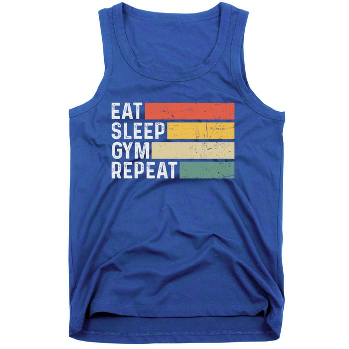 Bodybuilder Workout Funny Vintage Eat Sleep Gym Repeat Gift Tank Top