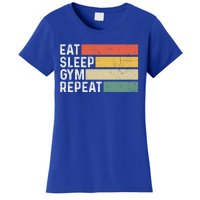 Bodybuilder Workout Funny Vintage Eat Sleep Gym Repeat Gift Women's T-Shirt