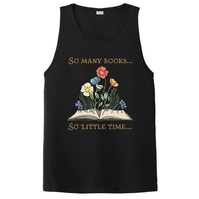 Book With Flower So Many Books Little Time Love To Read PosiCharge Competitor Tank