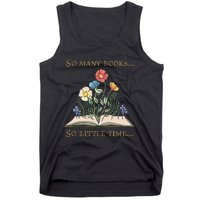 Book With Flower So Many Books Little Time Love To Read Tank Top