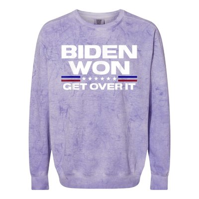 Biden Won Get Over It Patriotic Pro Joe Anti Trump Funny Colorblast Crewneck Sweatshirt