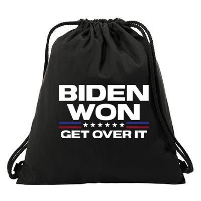 Biden Won Get Over It Patriotic Pro Joe Anti Trump Funny Drawstring Bag