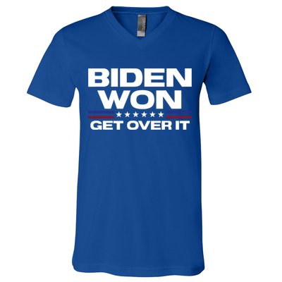 Biden Won Get Over It Patriotic Pro Joe Anti Trump Funny V-Neck T-Shirt
