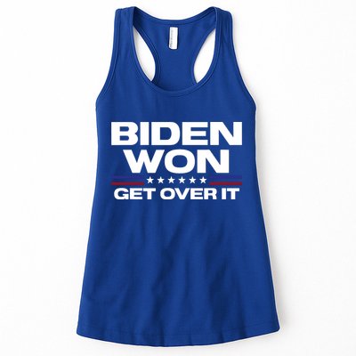 Biden Won Get Over It Patriotic Pro Joe Anti Trump Funny Womens Tank Top