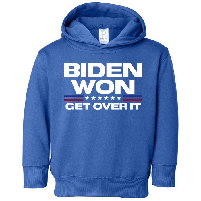Biden Won Get Over It Patriotic Pro Joe Anti Trump Funny Toddler Hoodie