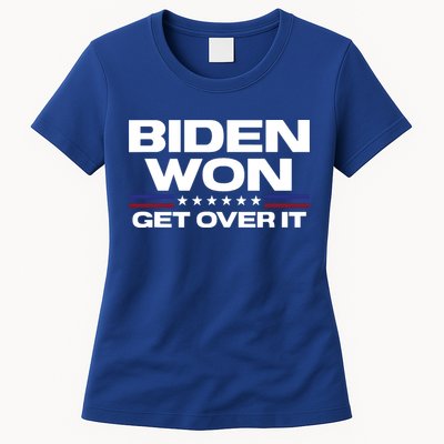 Biden Won Get Over It Patriotic Pro Joe Anti Trump Funny Womens T-Shirt