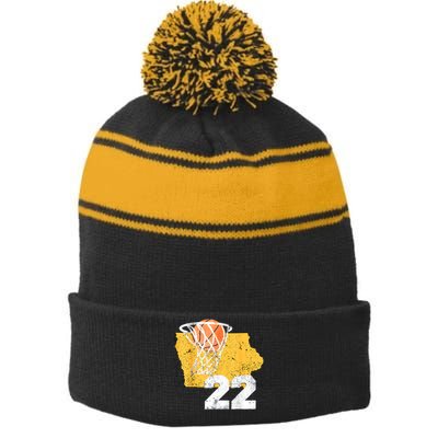 Baseketball Women Girl Stripe Pom Pom Beanie