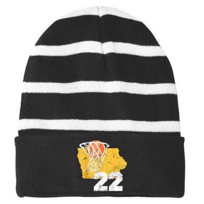 Baseketball Women Girl Striped Beanie with Solid Band