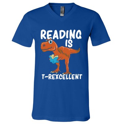 Book Worm Gift For A TRex Loving Book Nerd Gift V-Neck T-Shirt