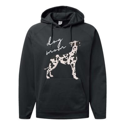 Black & White Great Dane Dog Mom Woman Performance Fleece Hoodie