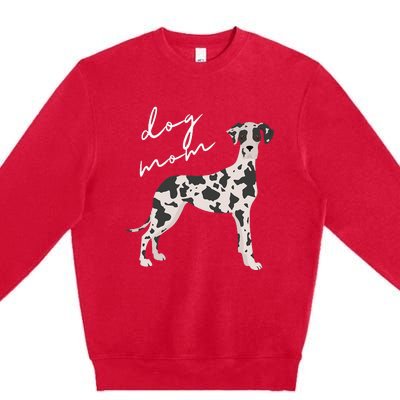 Black & White Great Dane Dog Mom Woman Premium Crewneck Sweatshirt