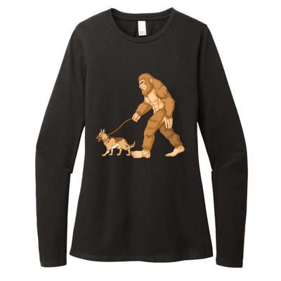 Bigfoot Walking German Shepherd Womens CVC Long Sleeve Shirt