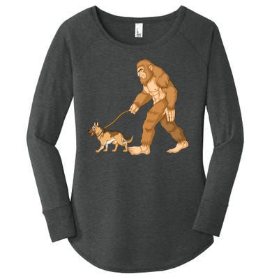 Bigfoot Walking German Shepherd Women's Perfect Tri Tunic Long Sleeve Shirt