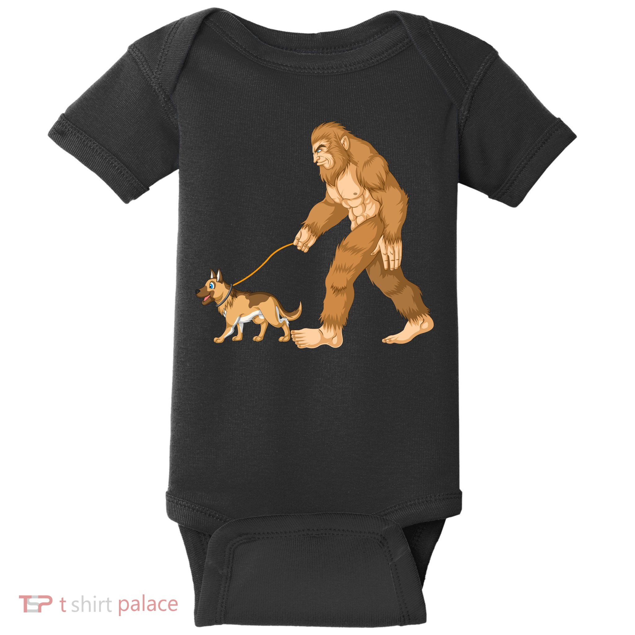 Bigfoot Walking German Shepherd Baby Bodysuit
