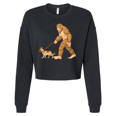 Bigfoot Walking German Shepherd Cropped Pullover Crew