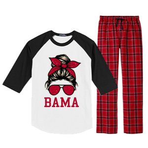 Bama Women Girl Mom Messy Bun Hair. Raglan Sleeve Pajama Set