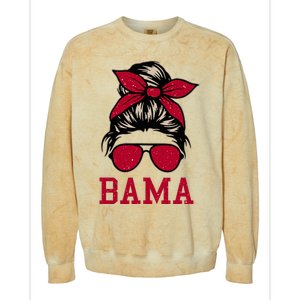 Bama Women Girl Mom Messy Bun Hair. Colorblast Crewneck Sweatshirt