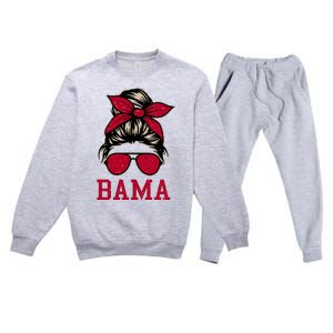 Bama Women Girl Mom Messy Bun Hair. Premium Crewneck Sweatsuit Set