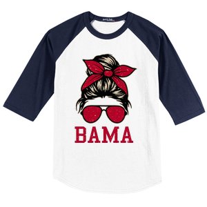 Bama Women Girl Mom Messy Bun Hair. Baseball Sleeve Shirt