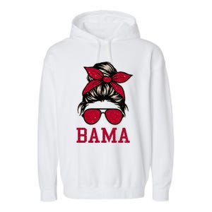 Bama Women Girl Mom Messy Bun Hair. Garment-Dyed Fleece Hoodie