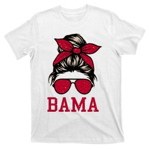 Bama Women Girl Mom Messy Bun Hair. T-Shirt