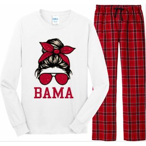 Bama Women Girl Mom Messy Bun Hair. Long Sleeve Pajama Set