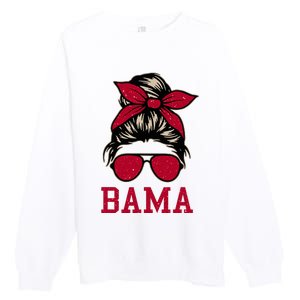 Bama Women Girl Mom Messy Bun Hair. Premium Crewneck Sweatshirt