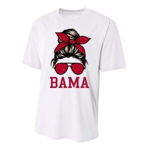 Bama Women Girl Mom Messy Bun Hair. Performance Sprint T-Shirt