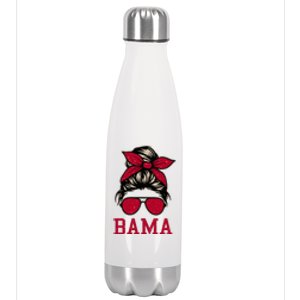 Bama Women Girl Mom Messy Bun Hair. Stainless Steel Insulated Water Bottle