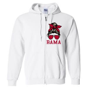 Bama Women Girl Mom Messy Bun Hair. Full Zip Hoodie