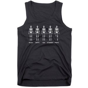 Black White Gay Straight Pirate Skeleton Meme Tank Top