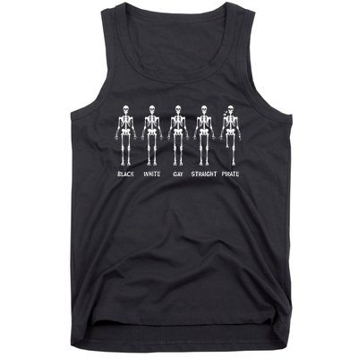 Black White Gay Straight Pirate Skeleton Meme Tank Top