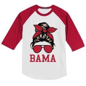 Bama Women Girl Mom Messy Bun Hair Kids Colorblock Raglan Jersey