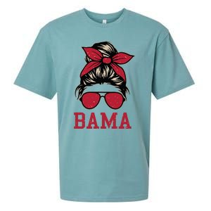 Bama Women Girl Mom Messy Bun Hair Sueded Cloud Jersey T-Shirt