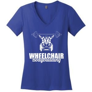 Bodybuilder Wheelchair Gymlife Workout Weights Bodybuilding Great Gift Women's V-Neck T-Shirt