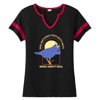 Bird Watching Goes Both Ways Birds Aren't Real Ladies Halftime Notch Neck Tee