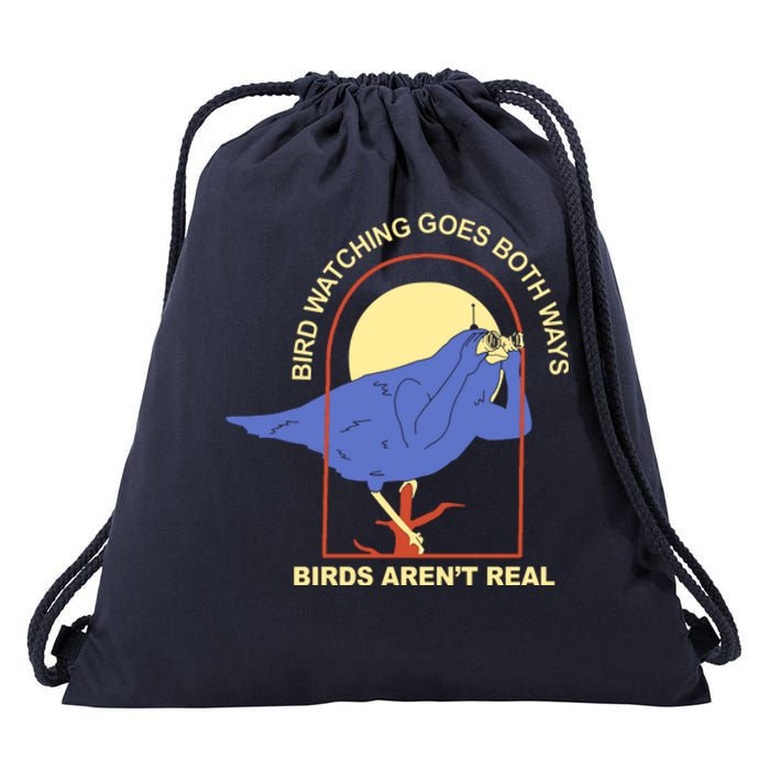 Bird Watching Goes Both Ways Birds Aren't Real Drawstring Bag