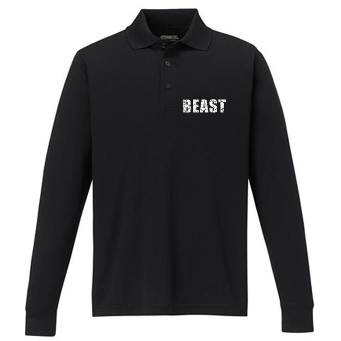 Beast Workout Gym Sport Mode Trendy Cool Looking Performance Long Sleeve Polo