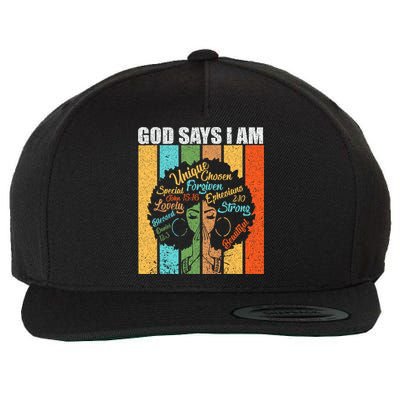 Black Women God Says I Am Black History Month Wool Snapback Cap