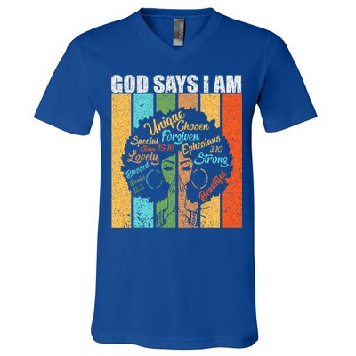 Black Women God Says I Am Black History Month V-Neck T-Shirt