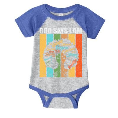 Black Women God Says I Am Black History Month Infant Baby Jersey Bodysuit