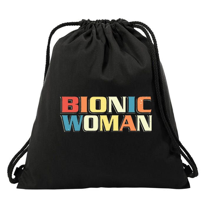 Bionic Woman Get Well Hip Replacement Surgery Recovery Drawstring Bag