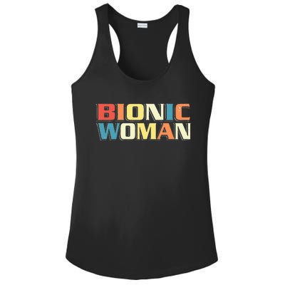 Bionic Woman Get Well Hip Replacement Surgery Recovery Ladies PosiCharge Competitor Racerback Tank