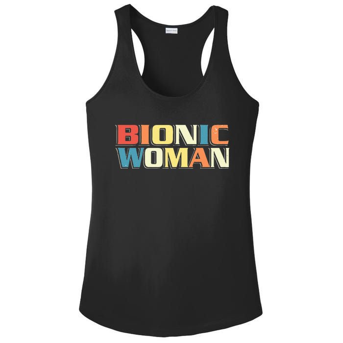 Bionic Woman Get Well Hip Replacement Surgery Recovery Ladies PosiCharge Competitor Racerback Tank