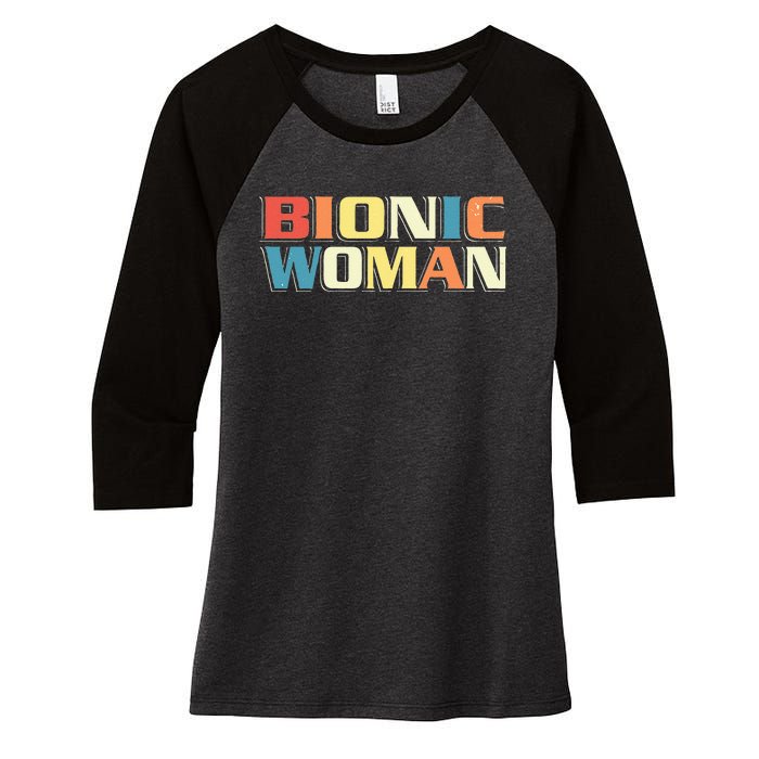 Bionic Woman Get Well Hip Replacement Surgery Recovery Women's Tri-Blend 3/4-Sleeve Raglan Shirt